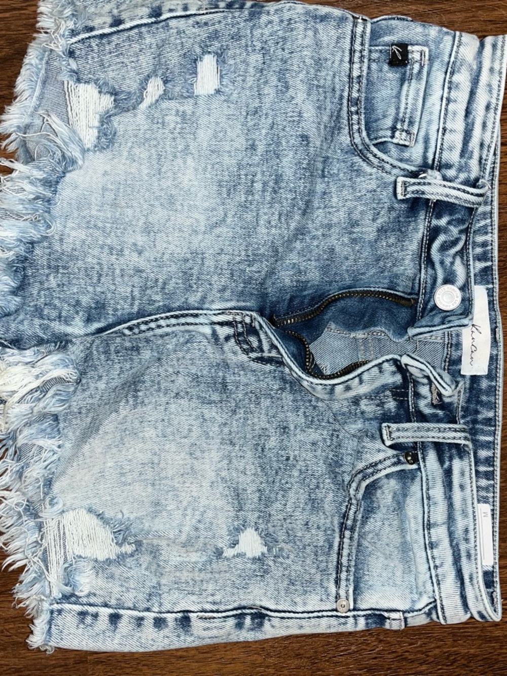 KanCan Light Wash Distressed Denim Shorts